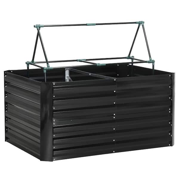 Outsunny 47 in. W x 35 in. D x 23 in. H Steel Raised Black Greenhouse
