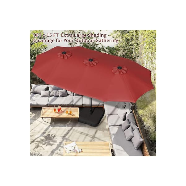 16 ft extra large outdoor patio market umbrella Celebalcony 16 ft. Steel Double-Sided Market Patio Umbrella in Red  HD-STS916-RD