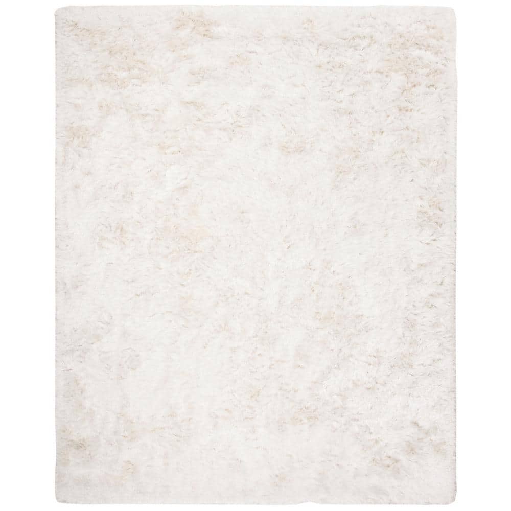Ivory Hand-Tufted Shag Synthetic 9' x 12' Area Rug