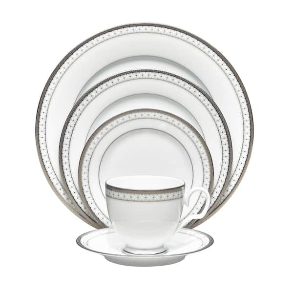 Noritake Rochester Platinum (White) Porcelain 5-Piece Place Setting, Service for 1