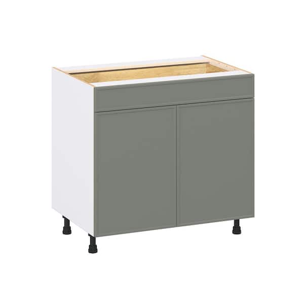 Fairview 36 in. W x 24 in. D x 34.5 in. H Assembled Slim Shaker Base Kitchen Cabinet in Moss Green with Drawers