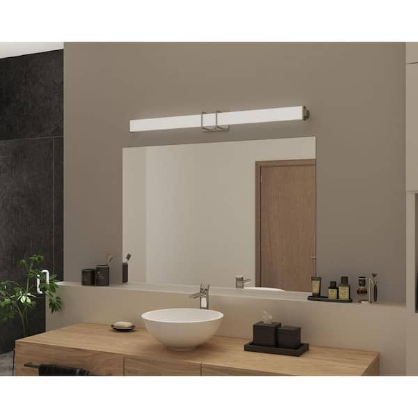 Phase 2.2 LED Collection 48" Brushed Nickel White Shade Modern Bath Vanity Light
