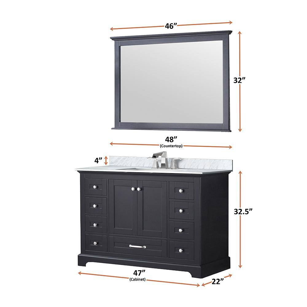 Dukes 48" Espresso Single Vanity with White Carrara Marble Top