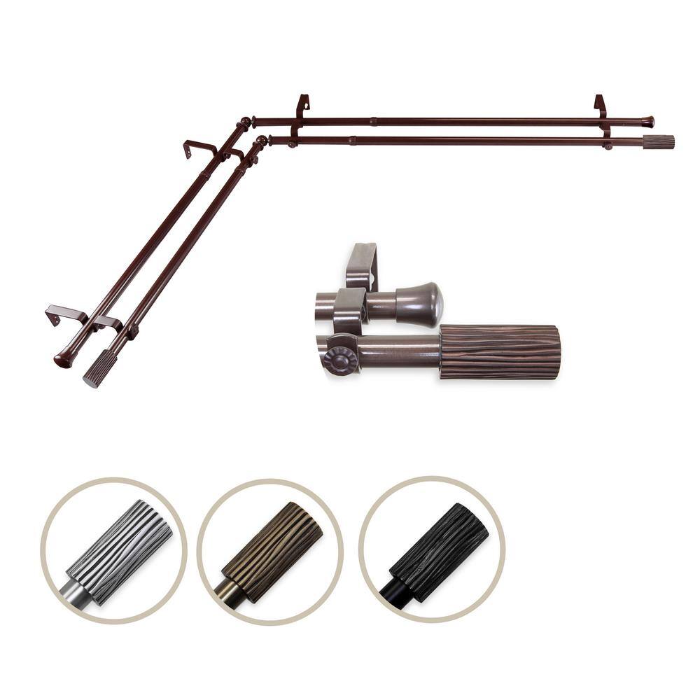 "13/16"" Dia Adjustable 120"" to 170"" Double Corner Window Curtain Rod in Cocoa with Cedar Finials" price history on PriceWatchPro