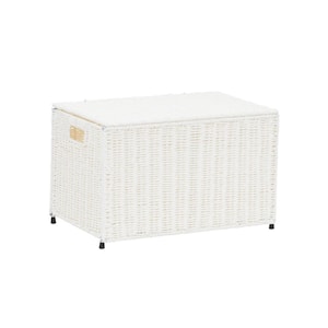 Arctic White Small Wicker Storage Chest, Paper Rope