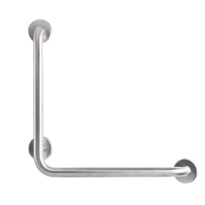 12 in./12 in. Right Hand Vertical Angle Grab Bar in Satin Stainless