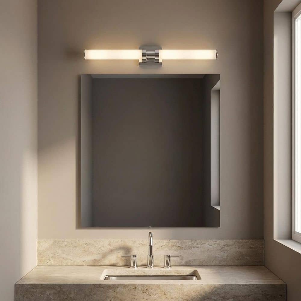 Kiel 4.25 in. W x 4.75 in. H LED 1-Light Polished Chrome Dimmable Bathroom Wall Sconce with Clear Sandblasted Glass price history on PriceWatchPro