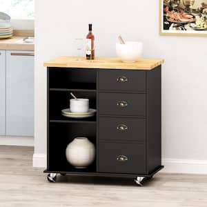 Provence Black Kitchen Cart with Storage