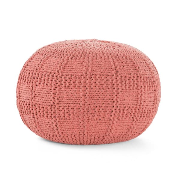Noble House Yuny Coral Round Pouf
