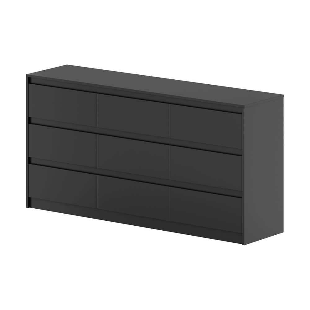 9-Drawer Black Wood Dresser Modern Style 31.5 in. H x 63 in. W x 15.7 in. D - thumbnail 7