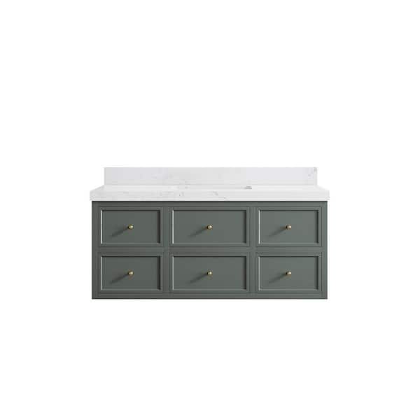 Willow Collections Roswell 48 in. W x 22 in. D x 36 in. H Single Sink Bath Vanity in Pewter Green with 2 in. Empira White qt. Top