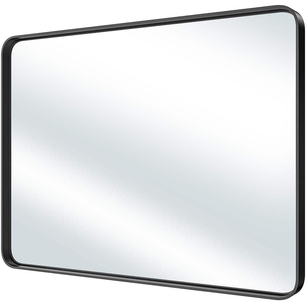 Black 30 in W x 40 in. H Farmhose Rectangle Glass Framed Mirror Wall Mirror