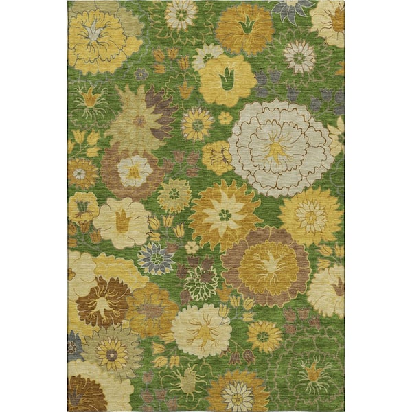 Mayfield Premium Machine Washable Abstract AMF2294 Fern 10 ft. x 14 ft. Area Rug