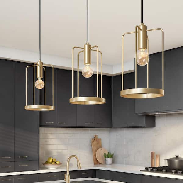 Designers Fountain Tafo 60-Watt 1-Light Golden Mist Pendant Light with Cage Shade