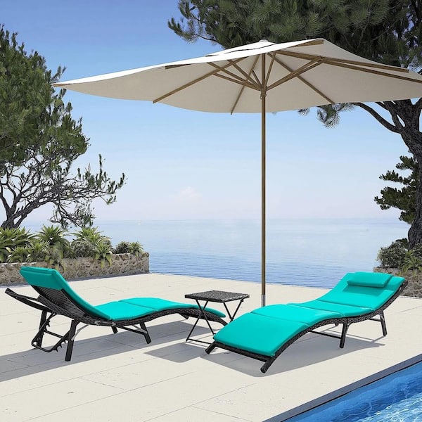 Tozey 3-Pieces Steel Frame Poolside Folding Height