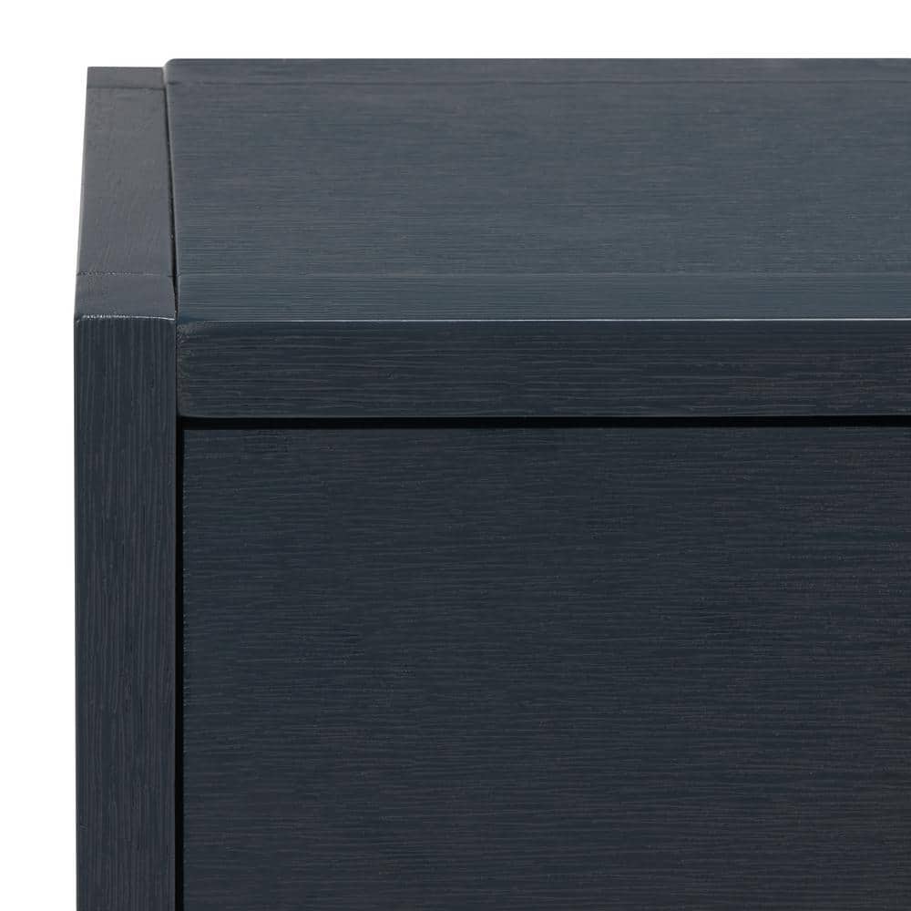 Navy Blue Wood and Metal Console Table with Storage