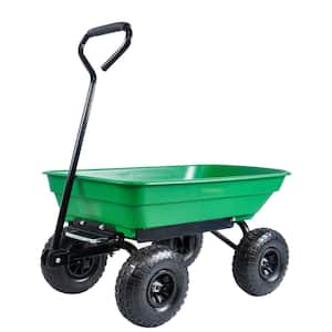 4 cu. ft. Garden Dump Cart with Steel Frame Garden Cart with 10 in. Pneumatic Tires, 55L Capacity, Green