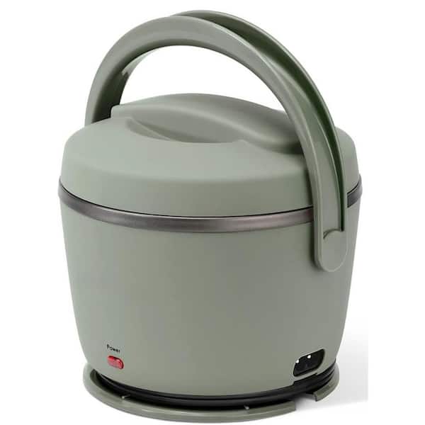 Electric Lunch Box Metal Food Storage Container with Lids, Portable Food Warmer, Spill-Free and Dishwasher-Safe in Green