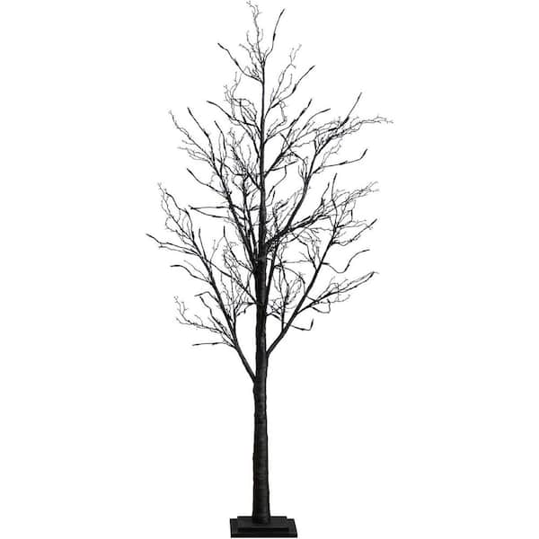 6ft. Pre-Lit Halloween Black Twig Artificial Fall Tree with 300 Orange and Purple LED Lights