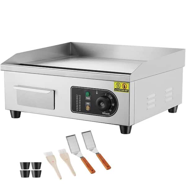 SKYSHALO Commercial Electric Griddle 1700-Watt Countertop Flat Top Grill 17.72 x 11.81 x 0.39 in. Stainless Steel Grill 286.6 sq.