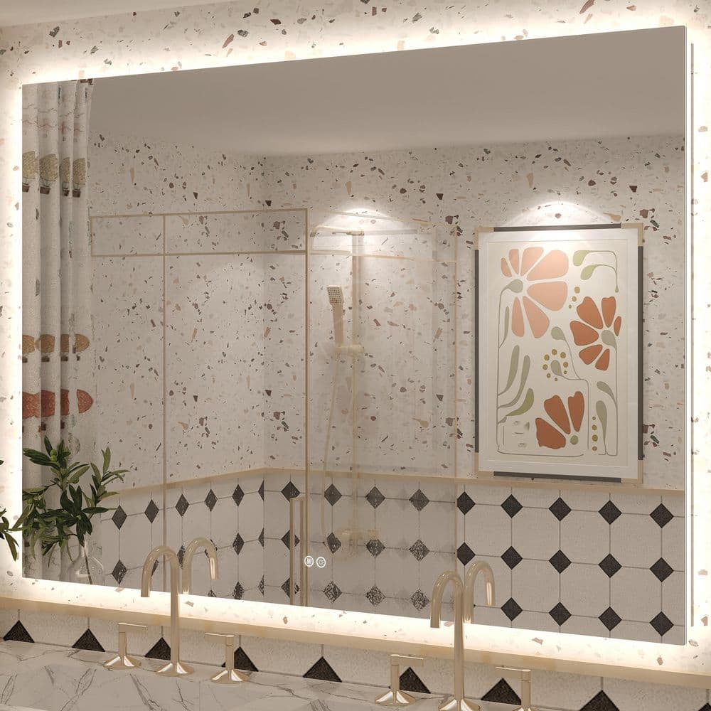 55 in. W x 40 in. H Rectangular Frameless Super Bright Backlited LED Anti-Fog Tempered Glass Wall Bathroom Vanity Mirror price history on PriceWatchPro