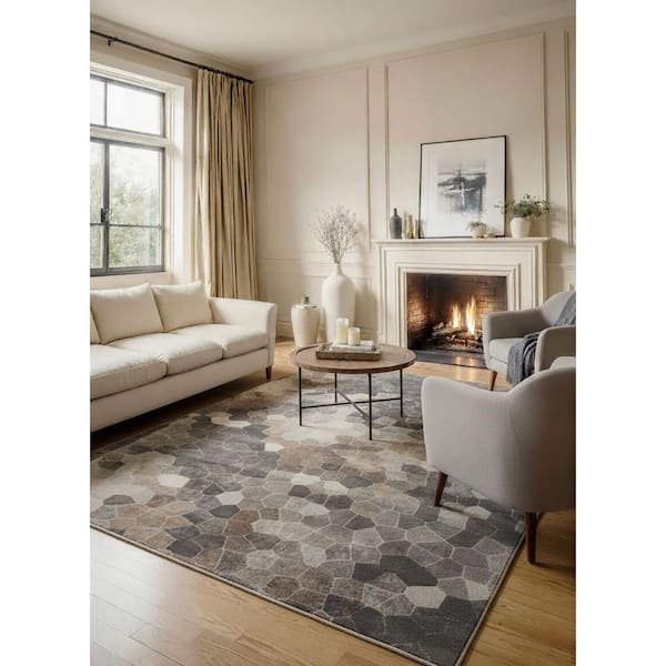 Havana Beige 3 ft. 9 in. x 5 ft. 6 in. Traditional Distressed Area Rug