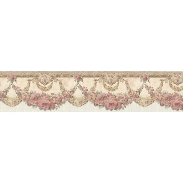 Mirage Marianne Salmon Floral Bough Salmon Wallpaper Border Sample