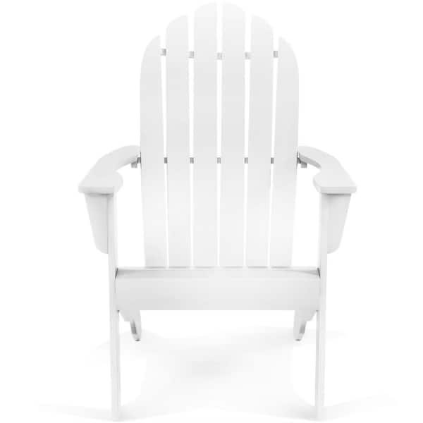 ANGELES HOME White Acacia Wood Solid Wood Adirondack Chair with Ergonomic Design Durable Patio Garden Furniture Set of 1