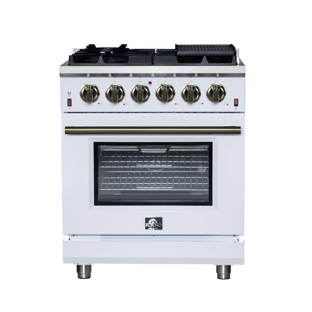 Massimo 30 in. White Freestanding Gas Range, 4 Burners, True Convection Oven price history on PriceWatchPro