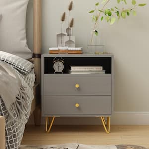 light grey bedside table