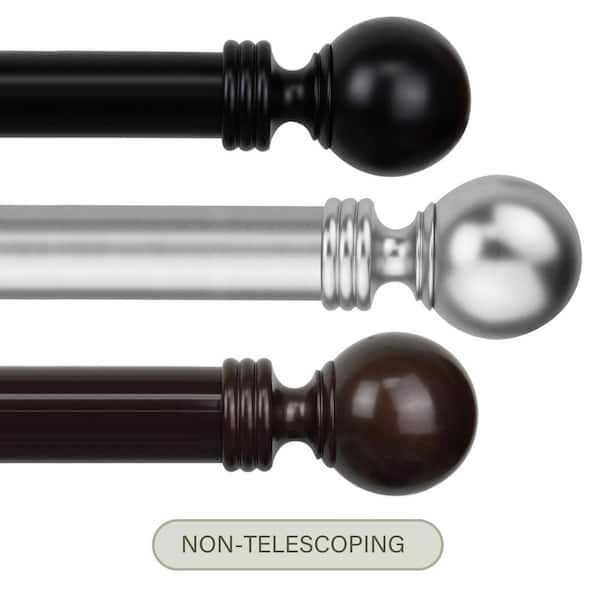 Rod Desyne Sphera 10 FT Non-Adjustable Custom Cut Single Curtain Rod 1.5 inch Diameter in Black with Finial