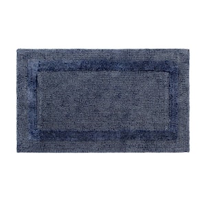 Stonewash 20 in. x 34 in. Blue Cotton Rectangle Bath Mat