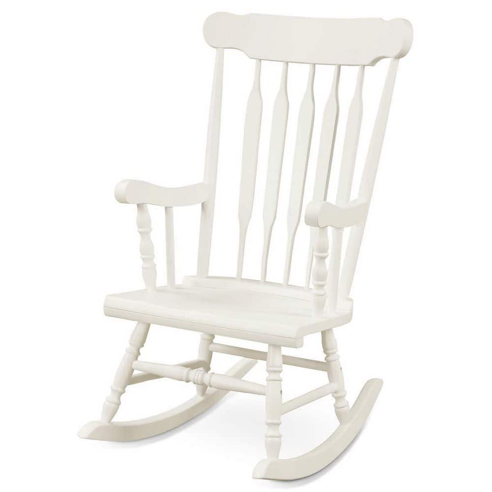 Alpulon White All-Weather Solid Wood Outdoor Rocking Chair