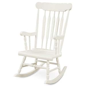 White All-Weather Solid Wood Outdoor Rocking Chair