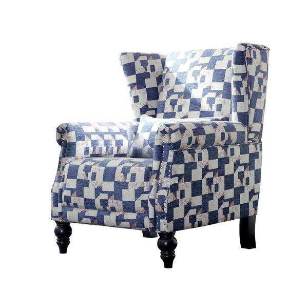 LOKATSE HOME Geometric Polyester Nailhead Trim Wingback Chair