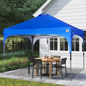 10 ft. x 10 ft. Blue Steel Pop Up Canopy Tent Sun Shelter