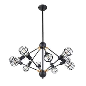 Rana 10-Light UL Certified Adjustable Pendant Multi Pivoting Arm Chandelier with 10 LED Filament Light Bulbs Included