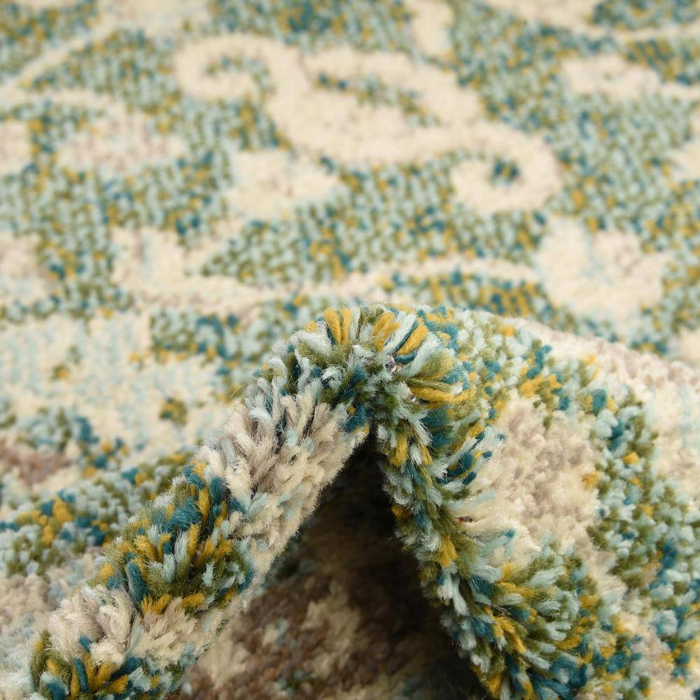 Krystle Green and Beige Overdyed Floral Area Rug 5'1" x 8'