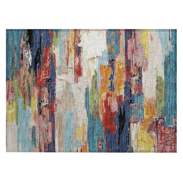 Chantille Machine Washable Indoor/Outdoor Abstract ACN2249 Denim 1 ft. 8 in. x 2 ft. 6 in. Accent Rug