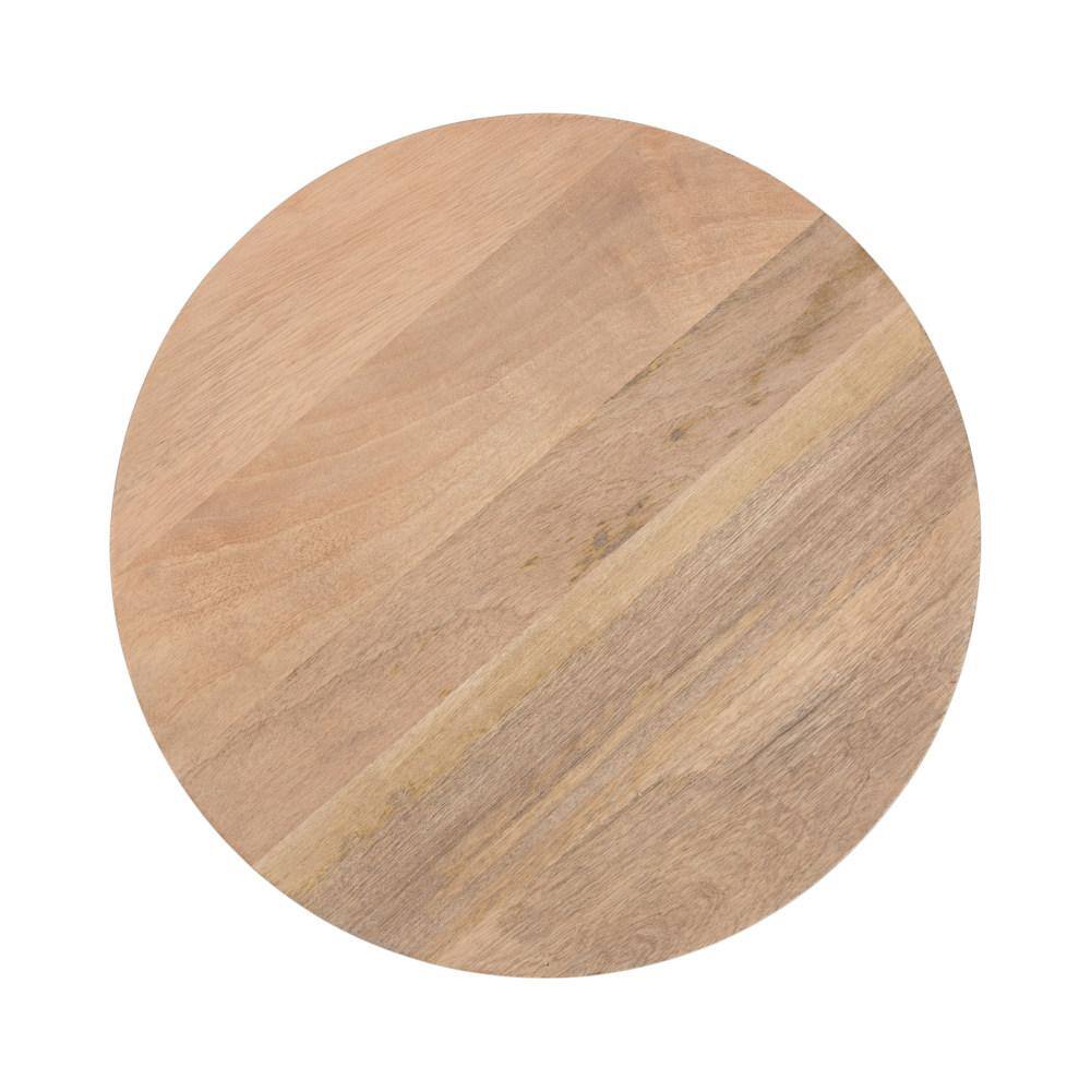Natural Mango Wood Round Side Table with Tapered Legs