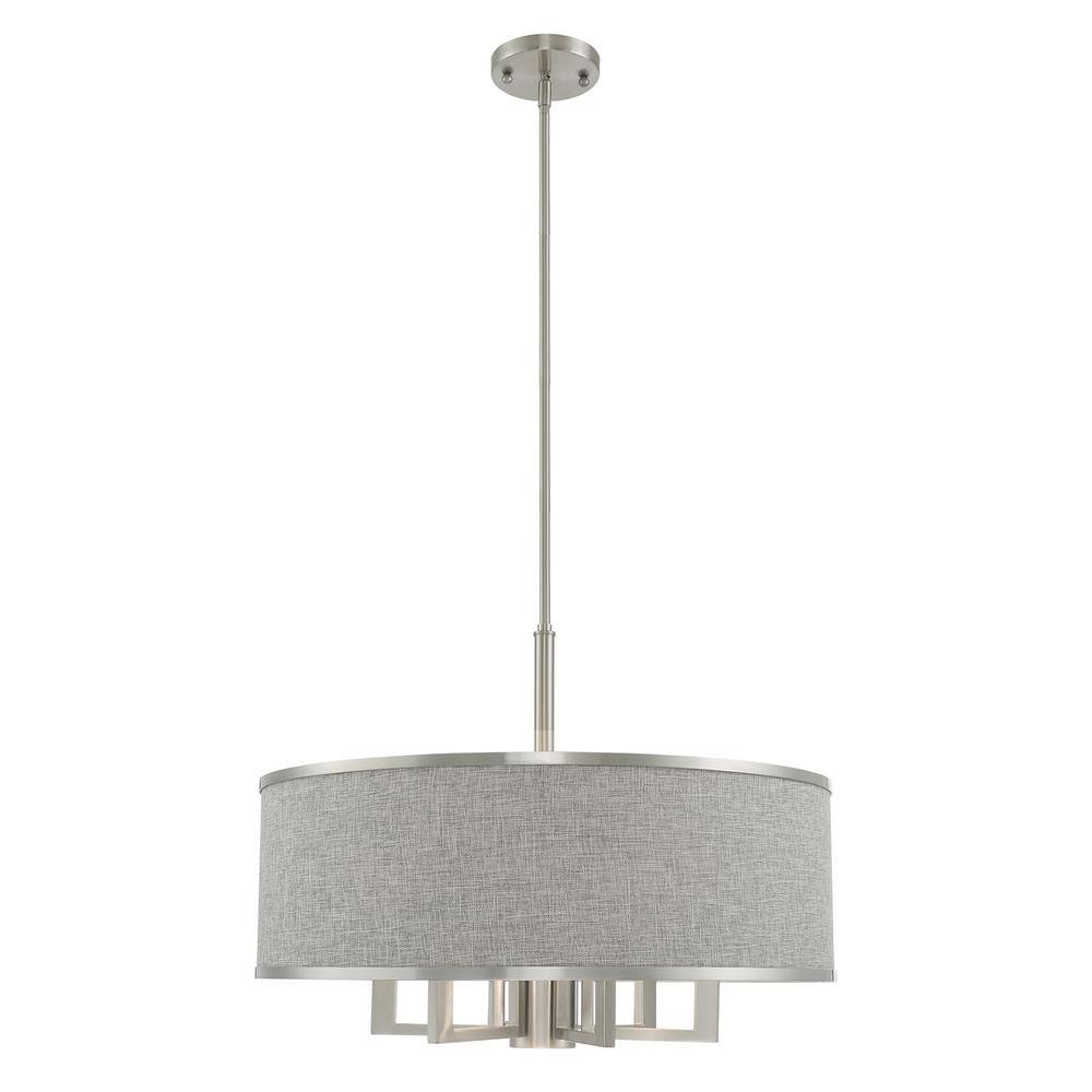 Livex Lighting 5265-91 Sussex 5-Light Convertible Hanging Lantern Chandelier/Ceiling Mount Brushed Nickel Livex Lighting 5265-91 Sussex 5-Light Convertible Hanging Lantern Chandelier/Ceiling Mount Brushed Nickel