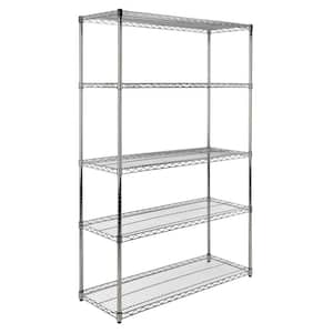 Charlotte Chrome 5-Tier Carbon Steel Wire Shelving Unit (47 in. W x 73 in. H x 18 in. D)