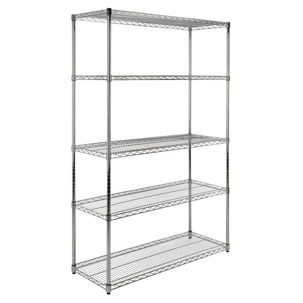 happimess Charlotte Chrome 5-Tier Carbon Steel Wire Shelving Unit (47 in. W x 73 in. H x 18 in. D)