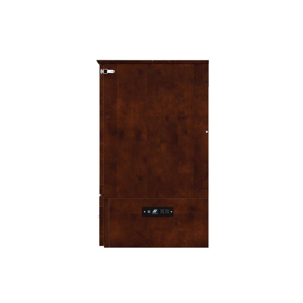 Hamilton Walnut Brown Wood Frame Queen Murphy Bed Chest with 6 in. Mattress, Storage and Built-in Charger - thumbnail 4