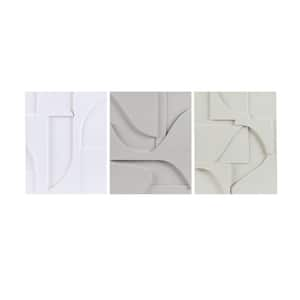 Elements 20.00 in. x 16.00 in. Neutral Geometric Carved MDF 3-Piece Set by Bella Dos Santos Wall Art Decor