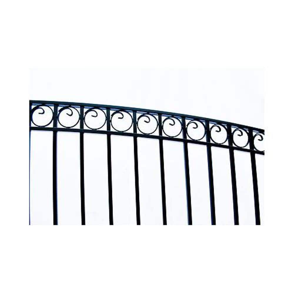 Paris Style Black Steel Arched Sliding Driveway Gate