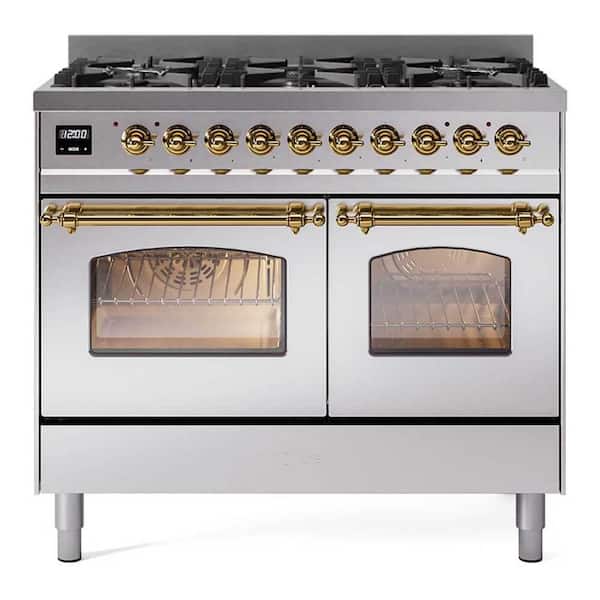 Nostalgie II 40 in. Freestanding Dual Fuel Range with 6 Burners, Double Ovens in Stainless Steel
