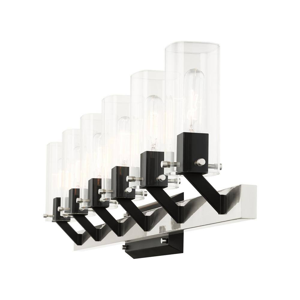 Beckett Brushed Nickel 6-Light Vanity with Clear Square Glass