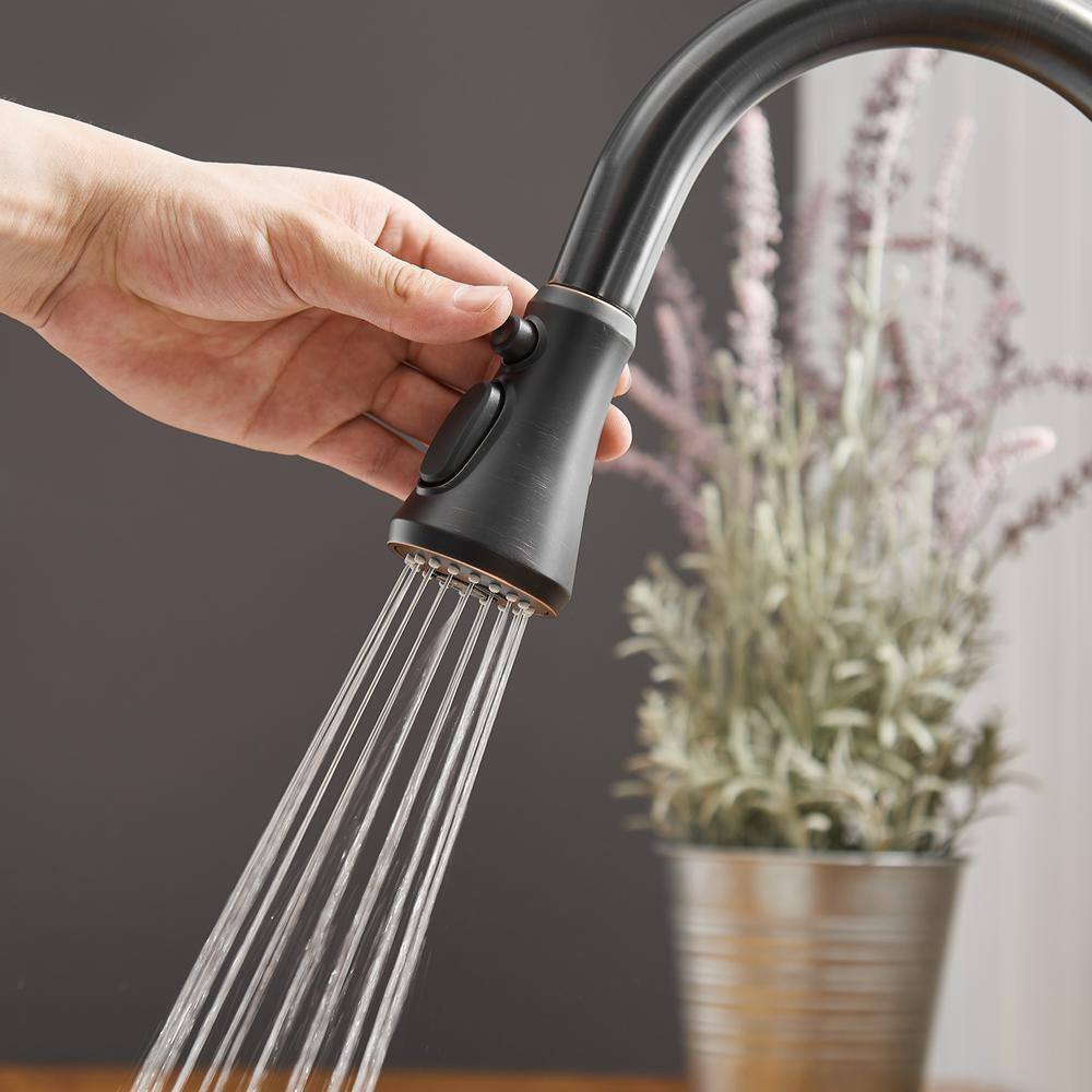 Oil-Rubbed Bronze Pull-Down Kitchen Faucet with Spray