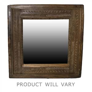 1 in. x 15 in. Classic Square Framed Brown Vanity Mirror